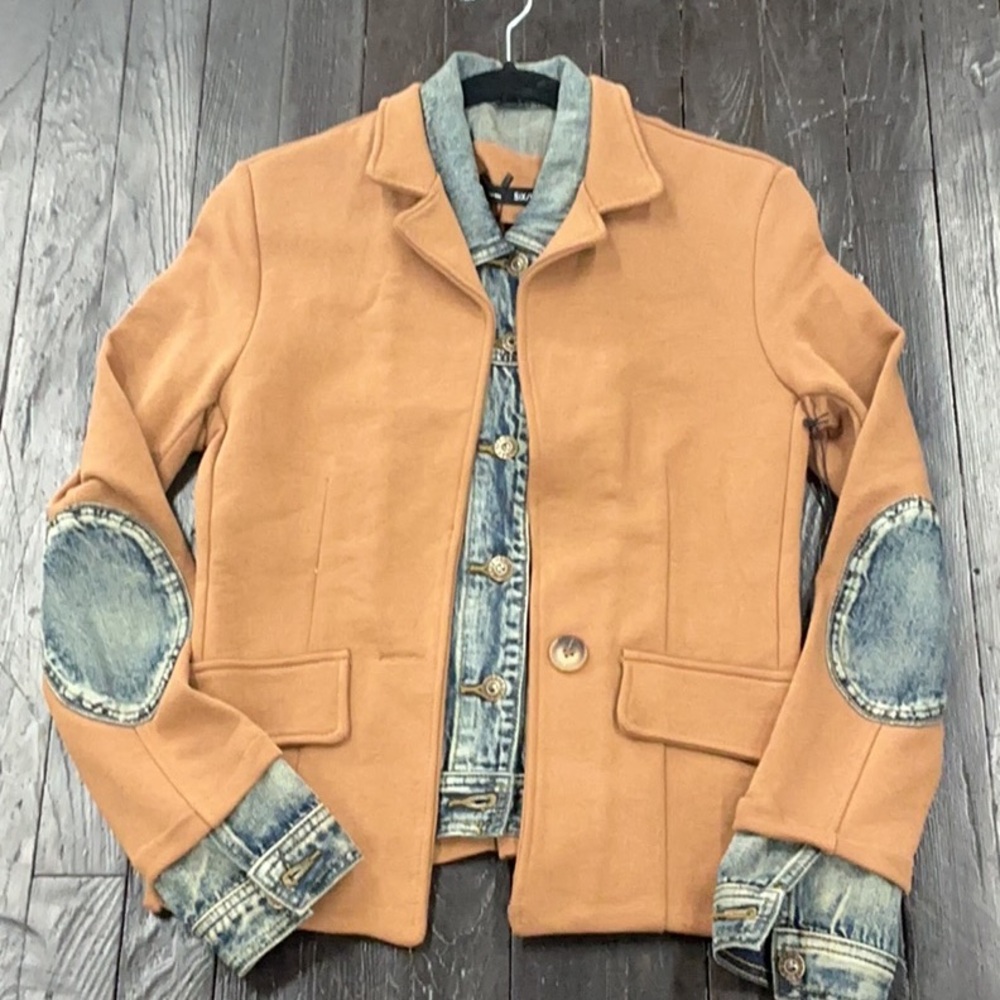 Mixed media denim jacket Clarissa tobacco - Picture 2 of 4